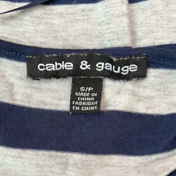 Cable & Gauge Blue and Gray Stripped Pom Pom Short Sleeve Shirt Size Small - Picture 6 of 7